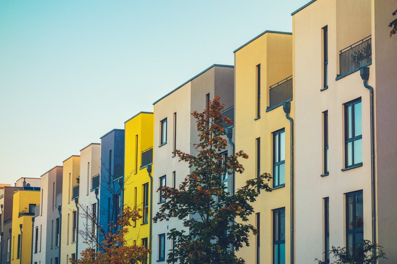 fachada de diferentes edificios en el centro de puebla
